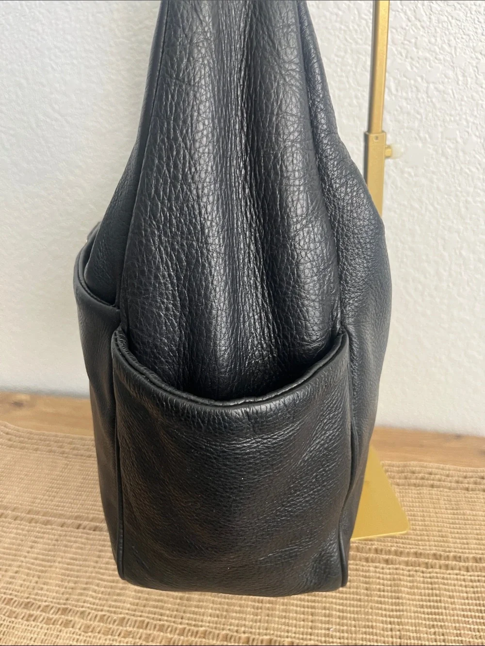 Brighton Caitlyn Black Pebbled Leather Hobo Shoulder Bag Tooled Silver